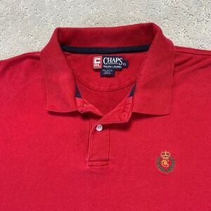 Vintage Chaps Ralph Lauren Mens Polo Shirt XL Red Cotton Embroidered Logo Y2k